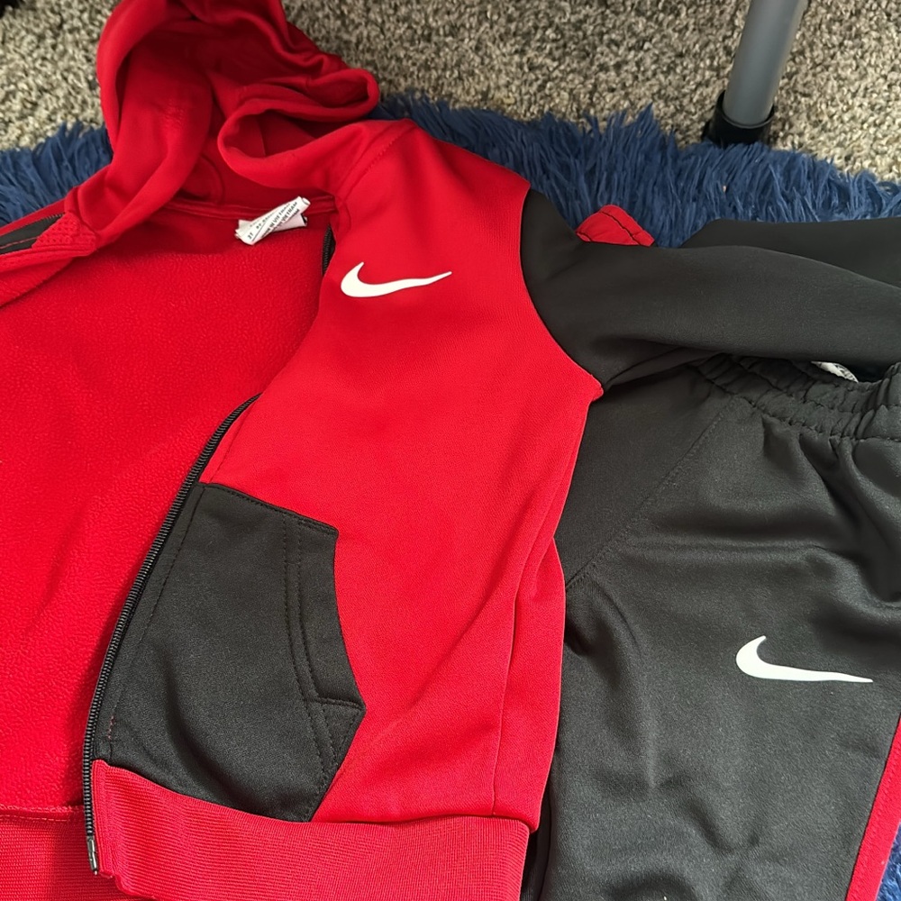 Nike Red and Black Hoodie Set